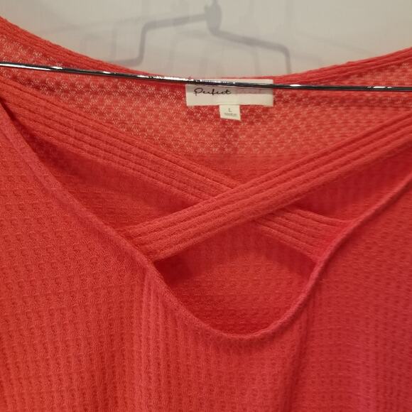 Perfect Peach Orange Oversized Cool Lightweight Tunic Top Bell Sleeves Size L - Picture 8 of 11